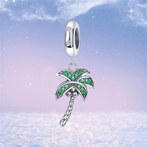 Palm Tree Charm Coconut Tree Charm,925 Sterling Silver Charm fit Pandora Bracelet,Necklace Pendant