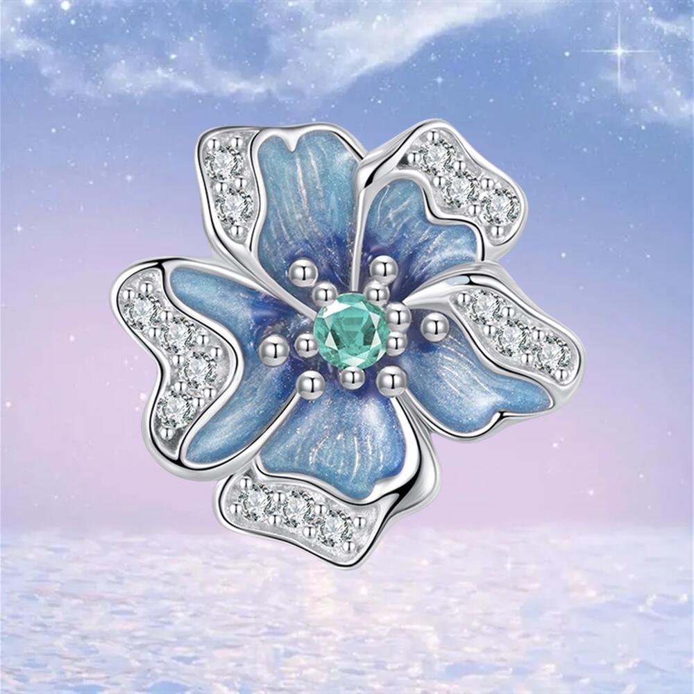 Pandora Blue Pansy Flower Charm - Etsy