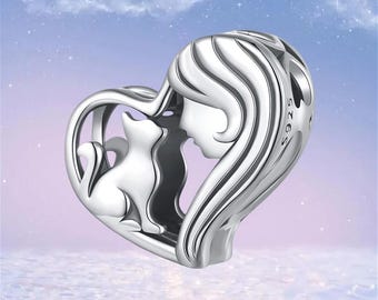 Cute Cat Charm,925 Sterling Silver Charms fit Pandora Bracelet,Necklace Pendant,Cat Lover Gift