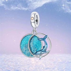Whale Dangle Charm,925 Sterling Silver Charms fit Pandora Bracelet,Necklace Pendant,Gift for Her