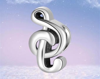 Music Note Charm,Solid 925 Sterling Silver Charm for Bracelet Necklace Pendant