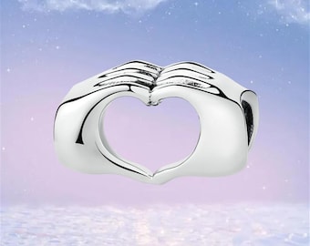 Heart Hands Charm,I Love You Hand Heart Charm,925 Sterling Silver Charms for Bracelet,Necklace Pendant