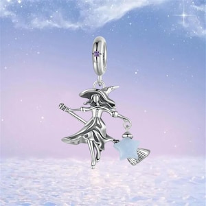 Berloque pendente de bruxa elfa que brilha no escuro, berloques de prata esterlina 925 compatíveis com pulseira Pandora, pingente de colar