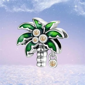 Palm Tree Charm Coconut Tree Charm,S925 Sterling Silver Charm fit Pandora Bracelet,Necklace Pendant