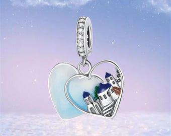 Greece Santorini Charm,925 Sterling Silver Charms for Bracelet,Necklace Pendant