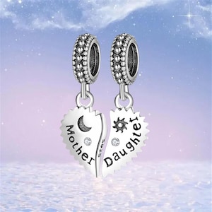 Mother and Daughter Split Dangle Charm,925 Sterling Silver Charms fit Pandora Bracelet,Necklace Pendant