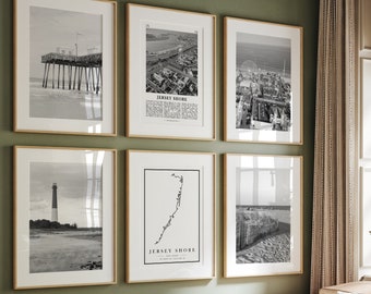 Jersey Shore Black and White Photo Prints: Wall Art Set