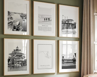 Maryland Black and White Photo Prints, Gallery Wall Set