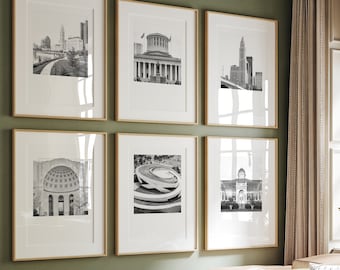 Columbus Ohio Prints: Black & White Landmark Art