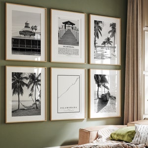 Islamorada Prints, Islamorada Schwarzweißdrucke Set von 6, Islamorada Wandkunst, Islamorada Fotogalerie, Islamorada Karte, Florida FL