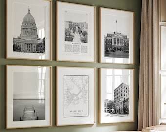 Madison Wisconsin Black & White Photo Prints - Set of 6