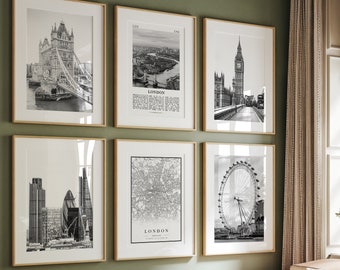 Láminas fotográficas en blanco y negro de Londres: Colección de mapas de la ciudad