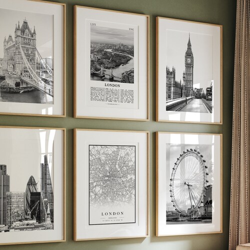 London Prints London Wall Art Set of 4 Prints Black and Etsy