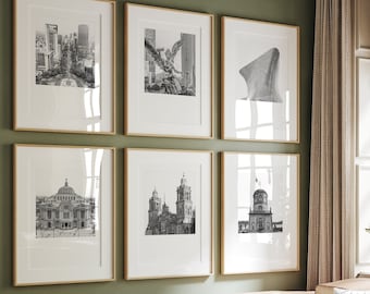 Mexico City Black & White Photography Prints: Landmarks Set
