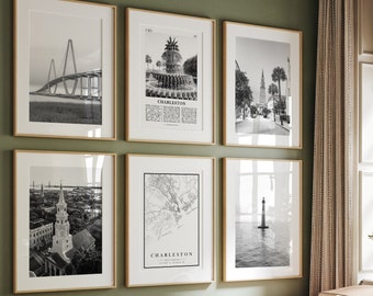 Charleston City Prints: Black and White Photo Gallery Set