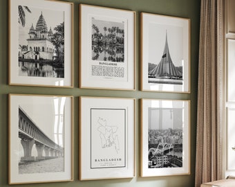 Bangladesh Black and White Photo Prints: Dhaka Map Gallery