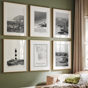 Mangalore City Prints, Mangaluru Black and White Prints Set of 6, Mangaluru Wall Art, Mangaluru Photo Gallery, Mangaluru Map, Karnataka