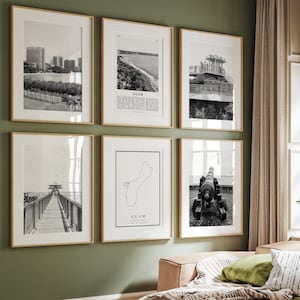 Guam Prints Set: Black and White Photo Gallery, Map (Digital Download)