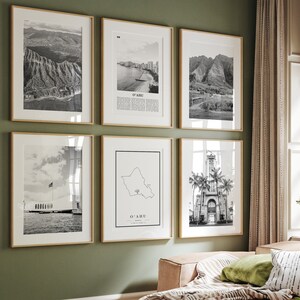 Oahu Black and White Photo Prints: Hawaii Wall Art Set (Digital Download)