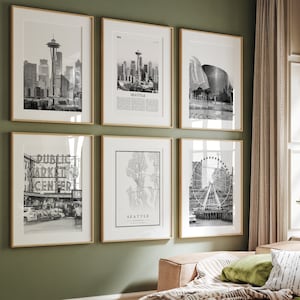 Seattle Prints Set: Black & White City Skyline (Digital Download)