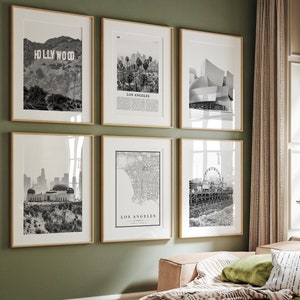 Los Angeles Prints Set: Black and White LA Skyline, Griffith Park (Digital Download)