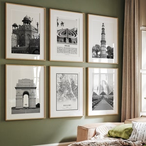 Delhi City Black & White Photo Print Set: India Landmarks (Digital Download)