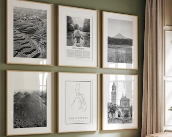 Philippines Black and White Landmark Prints: Gallery Wall Set