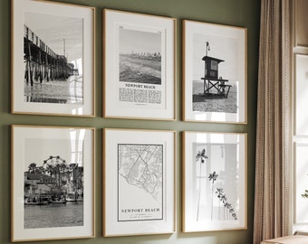 Newport Beach Black & White Prints Set: California Wall Art