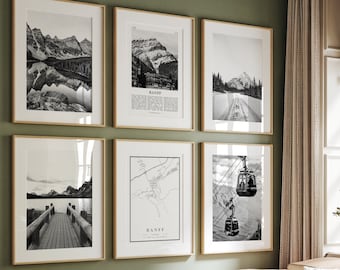 Banff National Park Prints: Black and White Photo Gallery Set