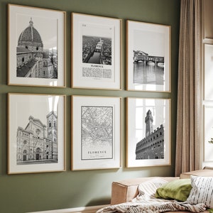 Florence Italy Print Set: Black and White Landmarks Photo Gallery (Digital Download)