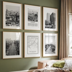 Riverside City Prints: Black & White Photo Gallery Wall Art (Set of 6) (Digital Download)