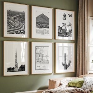 Scottsdale City Prints, Scottsdale Black and White Prints Set of 6, Scottsdale Landmark, Scottsdale Photo Gallery, Scottsdale Map, Arizona