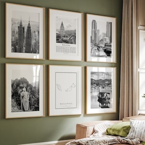 Malaysia Black and White Photo Prints: Landmark Gallery Wall Art (Digital Download)