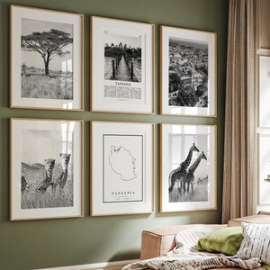 Tanzania Black & White Photo Prints: Africa Wall Art Set (Digital Download)