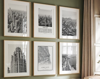 Chicago Black and White Photo Gallery Prints: City Map Set