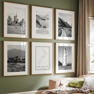 New Zealand Black and White Prints Set: Landmark Wall Art (Digital Download)