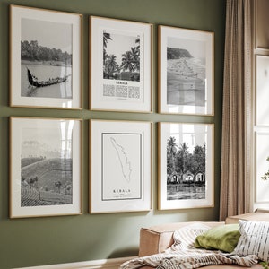 Kerala Black and White Photo Prints Set: India Wall Art
