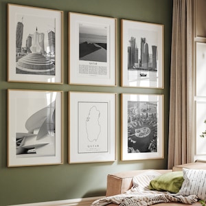 Qatar Prints, Qatar Black And White Prints Set of 6, Qatar Wall Art, Qatar Photo Gallery, Qatar Map, Qatar Posters, Doha