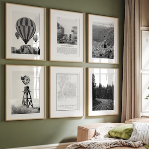 Albuquerque Black & White Prints Set: City Map, Landmarks (Digital Download)