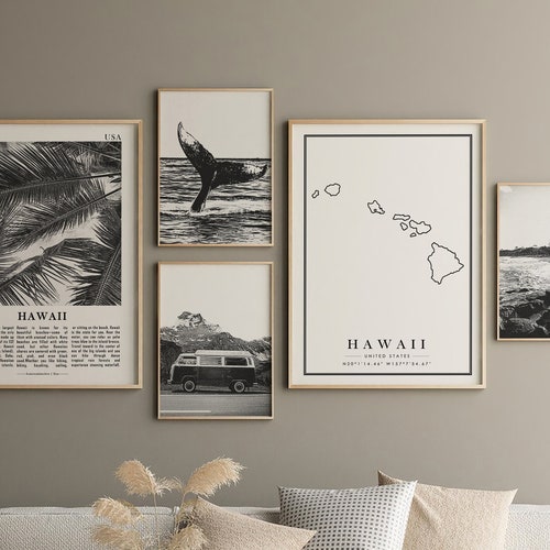 Hawaii City Print Black and White Photo Prints Set of 5 Etsy
