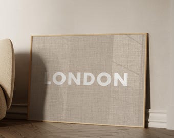 Custom City Name Print, Personalized Minimalist Wall Art, Neutral Linen Poster, Housewarming Gift