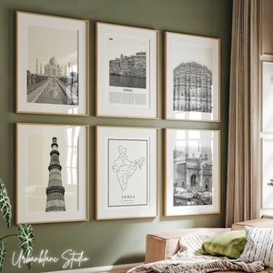 India Landmarks Print Set: Black and White Gallery Wall (Digital Download)