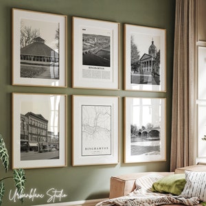 Binghamton Prints Set: Black and White Gallery Wall Art (Digital Download)
