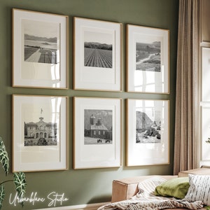 Sonoma Drucke 6er Set | Schwarzweiße Wandgalerie Prints | Sonoma Platz | Sonoma-Tal | Kapelle von Fort Ross | Ziegenfelsen | Bodega Bay