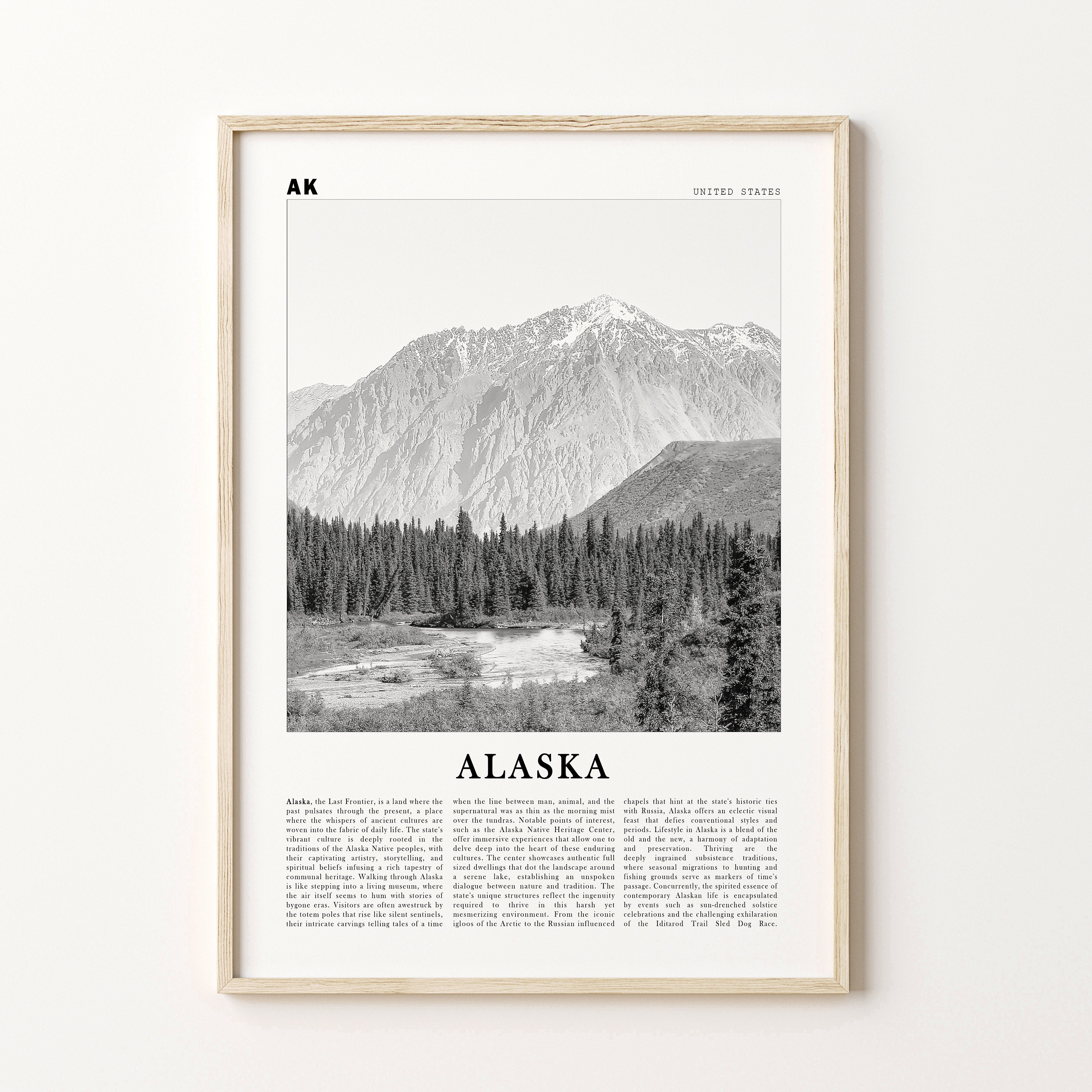 アラスカ国立公園プリントセット：白黒写真（デジタルダウンロード