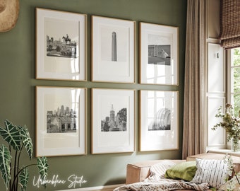 Kansas City Black and White Landmark Prints: Set of 6