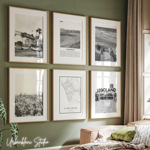 Carlsbad Prints Set of 6 | Black And White Art Prints | Carlsbad Village | California Resort | Carlsbad Ranch | Carlsbad State Beach