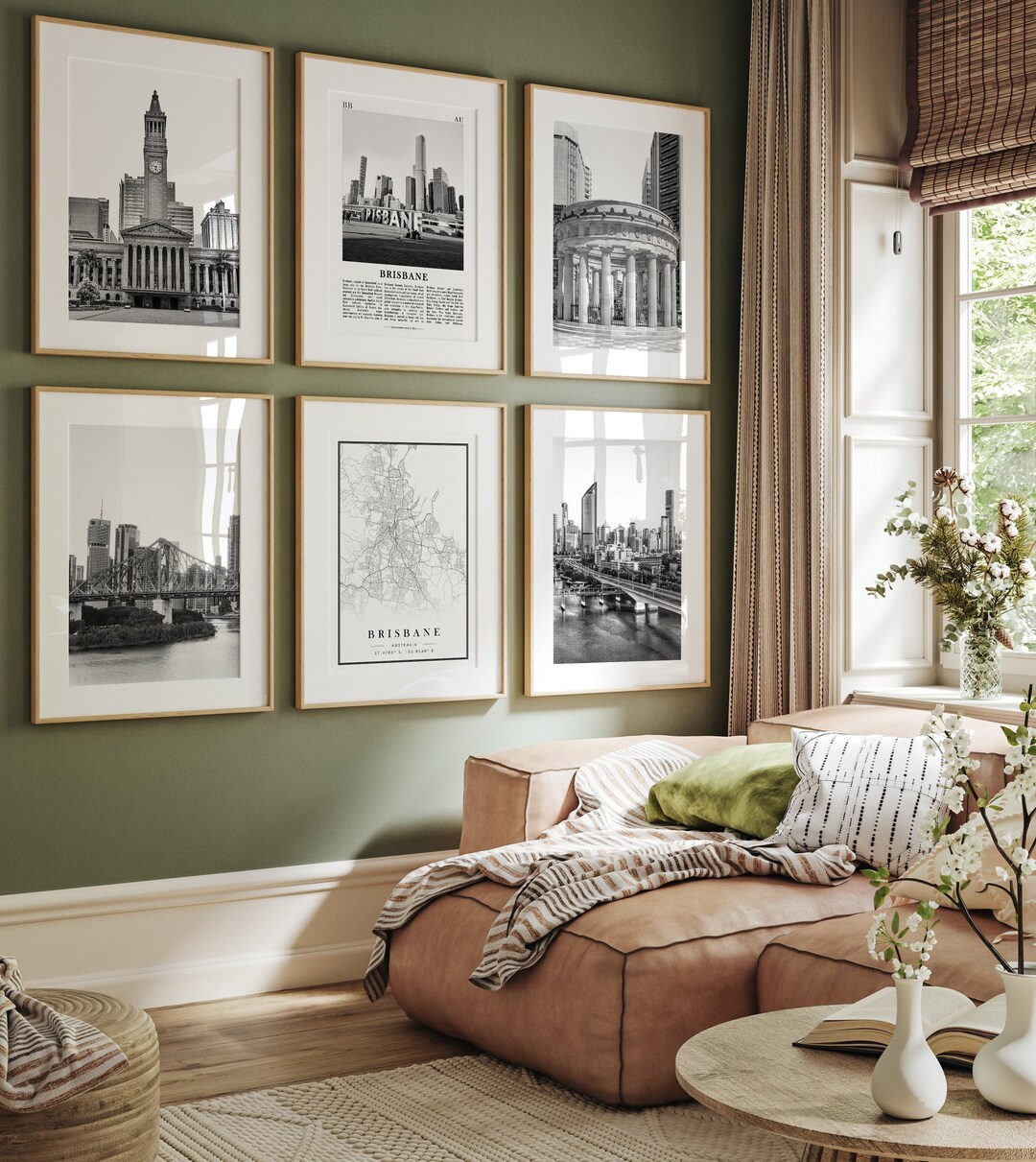 Brisbane City Prints, Brisbane Black and White Prints Set of 6