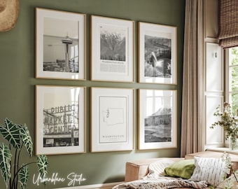 Stampe artistiche dello Stato di Washington: set di fotografie in bianco e nero