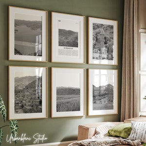 Kurdistan Prints Set of 6 | Black And White Wall Gallery Prints | Lake Dukan | Akre